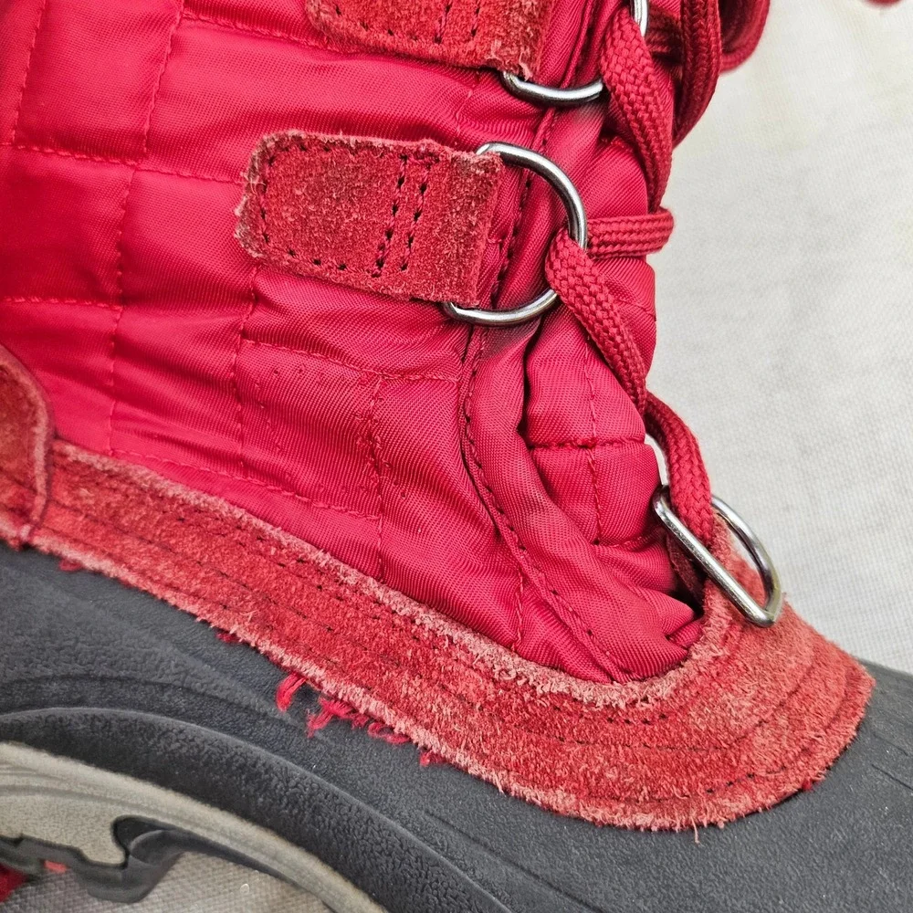 Kamik Scarlet Waterproof Insulated Winter Snow Boots Red Fur Trim Kids Sz 1 READ